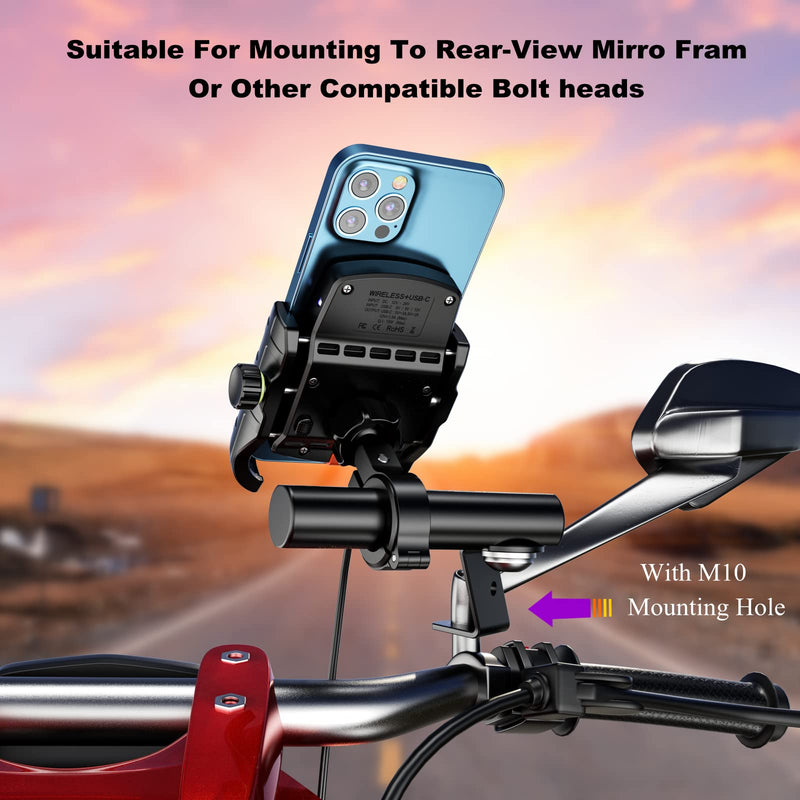 BRCOVAN Aluminum Alloy Handlebar Extensions for Bicycle & Motorcycle with M10 Mounting Hole, Angle-Adjustable Handlebar Extender Suitable for Mount to Rear-View Mirror & Bolt Head (Black) H6-BLACK