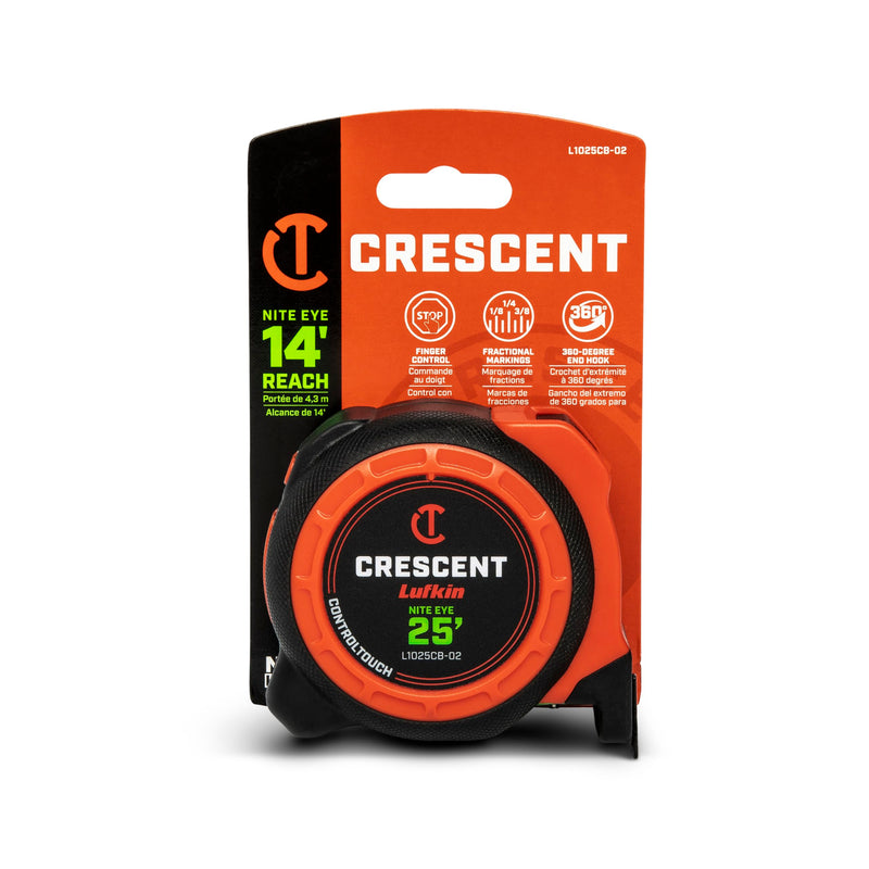Crescent Lufkin 1-3/16" x 25' CONTROLTOUCH NITE EYE™ Tape Measure | L1025CB-02 25' Tape Measure