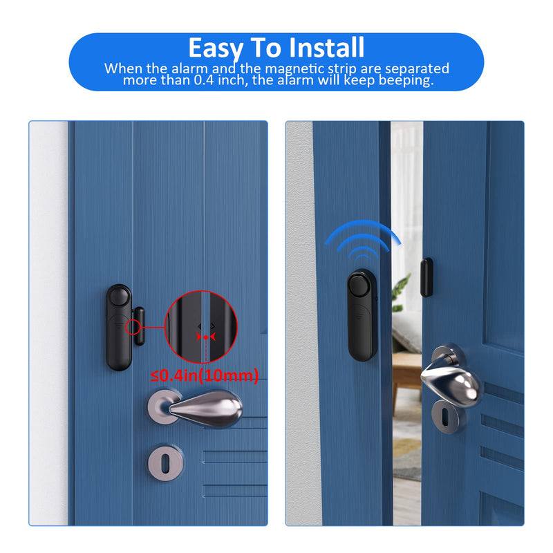 Door Alarm When Opened (2 Pack), 120dB Door and Window Open Sensor for Home Security/Kid Safety/Pool Safety, Sliding Front Door Opening Sensor Alert for Garage/Apartment/Business Office Entry,Black