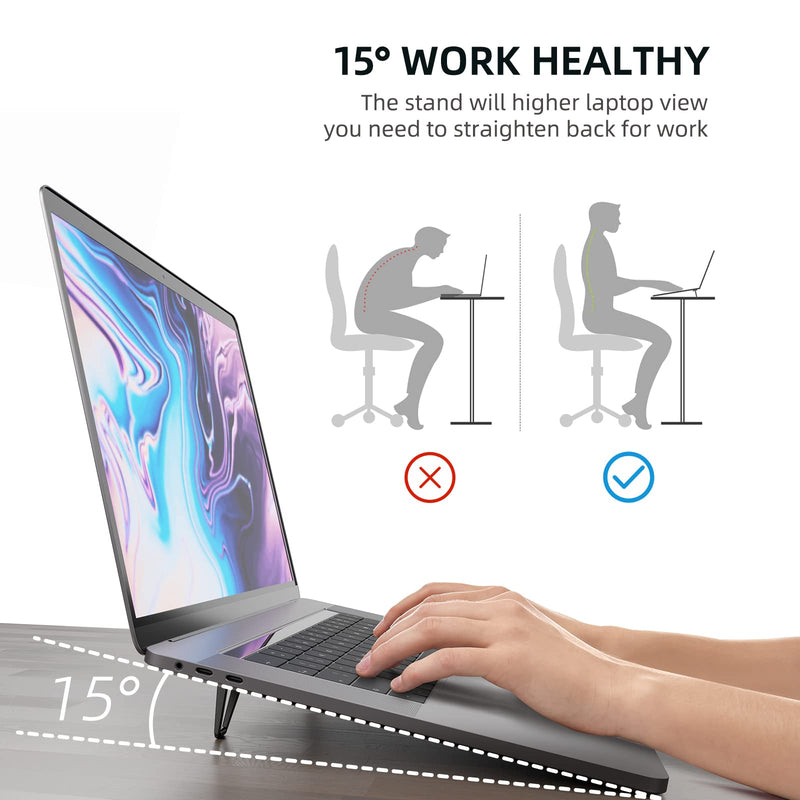 Laptop Stand for Desk, Portable Anti-Slip Keyboard Riser, Zinc Alloy Keyboard Stands, Computer Stand Compatible with MacBook Air/Pro, 10-15.6 Inches Laptops and Keyboards (Black) black