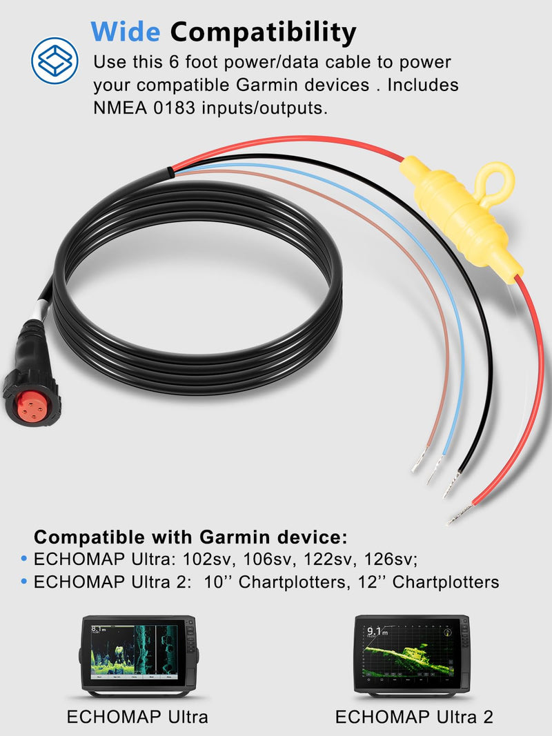010-12938-00 Power/Data Cable Repalcement for Garmin EchoMAP Ultra 102sv, 106sv, 122sv, 126sv; Ultra2 10’’ Chartplotters, Ultra2 12’’ Chartplotters