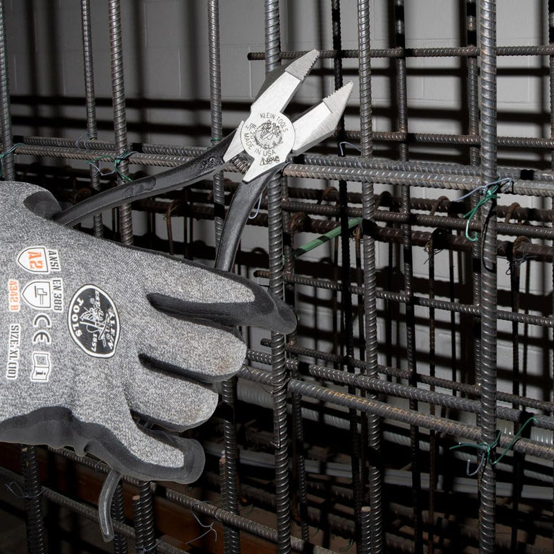 Klein Tools 201-7CST Rebar Work Pliers with Spring-Loaded Action, Induction Hardened Knives and Handle Tempering Ironworker/Plain Handle