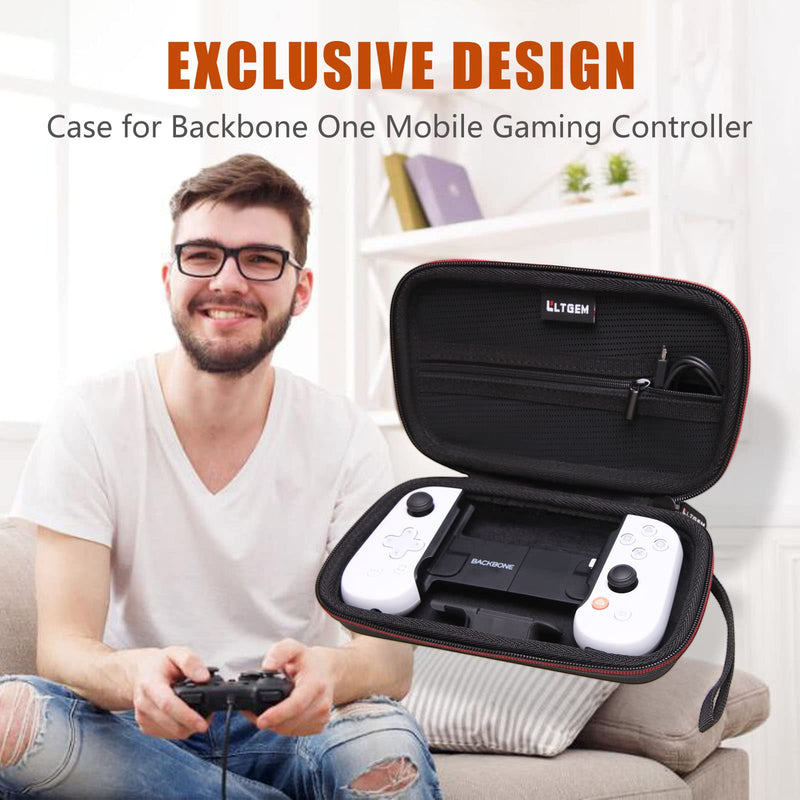 LTGEM Case Compatible with BACKBONE One Mobile Gaming Controller 2nd Gen/1st Gen, Handheld Gaming Console Portable Travel Holder for Cables Power Bank Accessories, Case Only (Black) 1.Black