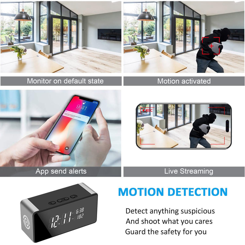Wireless WiFi Hidden Spy Camera, Full HD 4K Home Security Cam for Home Safety Support 5G&2.4G with Night Vision and Motion Detection, APP Control with SD Storage