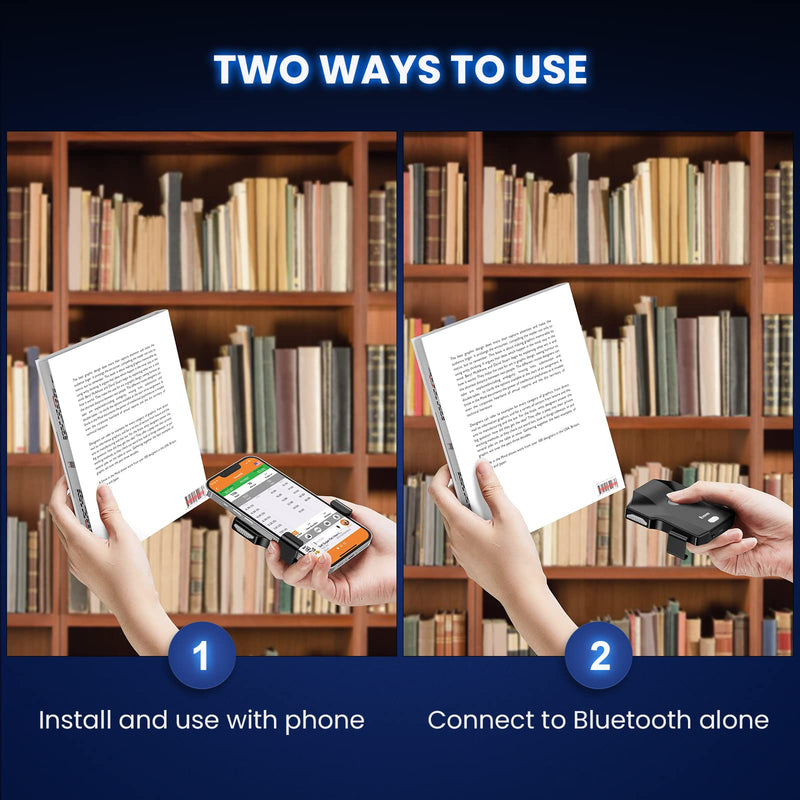 Eyoyo Bluetooth QR Code Scanner, 2D Wireless Back Clip Phone UPC USB Barcode Scanner Reader with Battery Level Indicator Compatible with 4.7"-7.2" Android Phone, iPhone for Book Library Inventory Grey