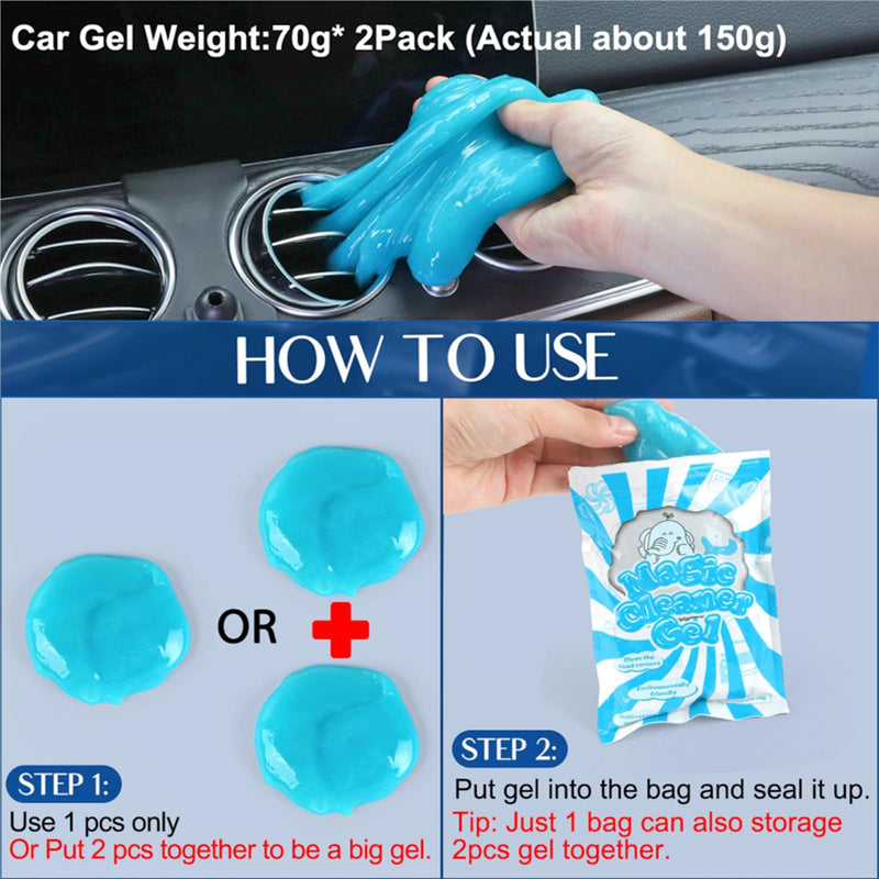 Car Interior Detailing Duster Brush Cleaning Gel Kit, Soft Dash Vent Dusting Car Slime Putty Detail Brushes Cleaner Accessories Essentials Supplies Tools for Auto,Truck,SUV,RV