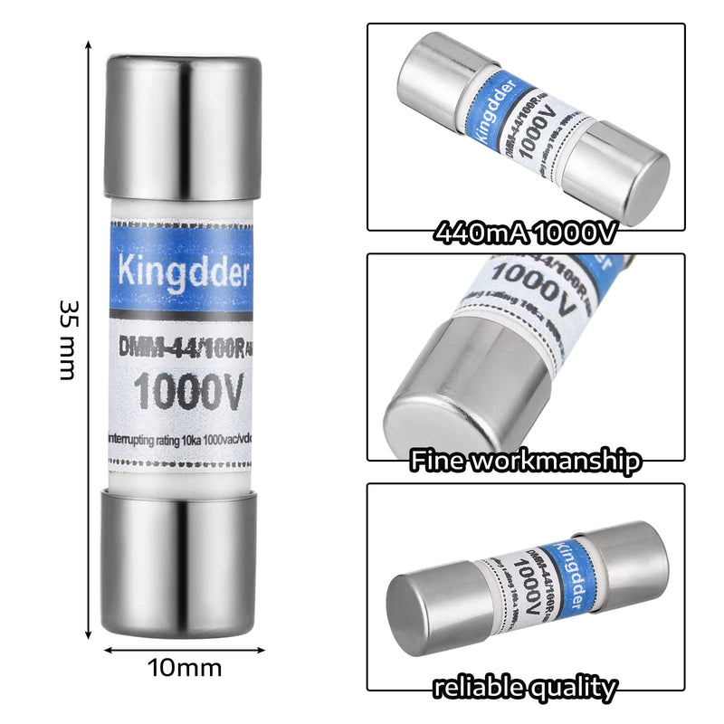 Kingdder Digital Multimeter Fuse DMM-44/100 440MA 1000V DMM Replacement Fast Acting Replacement Agent Fuse 10 x 35 mm, 3/8 Inch x 1-1/2 Inch(20 Pcs) 20