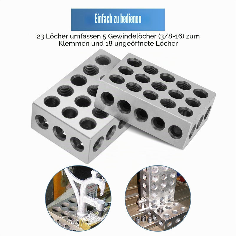 Precision Blocks, Parallel Blocks, Parallel Blocks Metric, Clamping Blocks Metric, 1-2-3 Clamping Blocks, Precision Hardened Steel 23-Hole Clamping Block 0.0001" Machinist 123 Device for Milling Machine