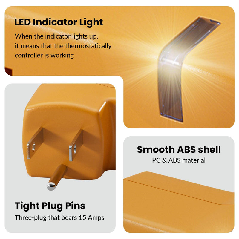 MAXKOSKO 4 PCS Freeze Thermostatically Controlled Outlet，Automatically Turn On Below 38 °F and Off Over 50 °F