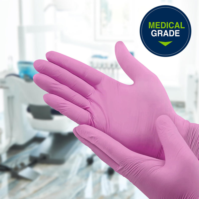 HALYARD PINK UNDERGUARD Nitrile Exam Gloves, Powder-Free, 4.7 mil, Extended 12" Cuff, Pink X-Small 100