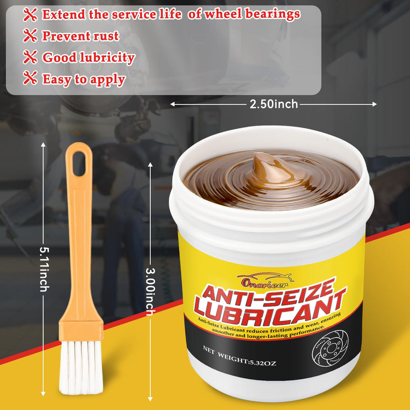 Onarieer Anti Seize Lubricant, Brake Grease Copper Anti Seize Thread Lubricant with Brush, Anti Seize Grease Prevent Seizing, Galling, Corrosion, Extend Component Lifespan Automotive