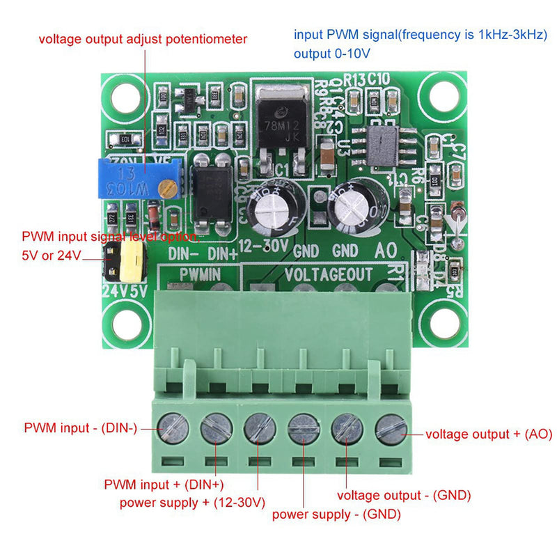 Oumefar 0-10V Digital to Analog Module PLC to Voltage Converter PWM Converter PWM to Voltage Module for Industrial Control Panel PLC