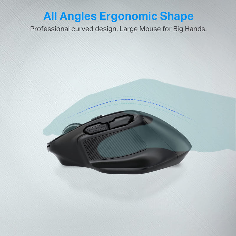 E-YOOSO Large Wireless Mouse, X-31 Large Mouse for Big Hands, 5-Level 4800 DPI, 6 Button Big Ergo Computer Mouse, 18 Months Battery Life Cordless Mouse for Laptop, Mac, Chromebook, PC, Windows(Black) Black