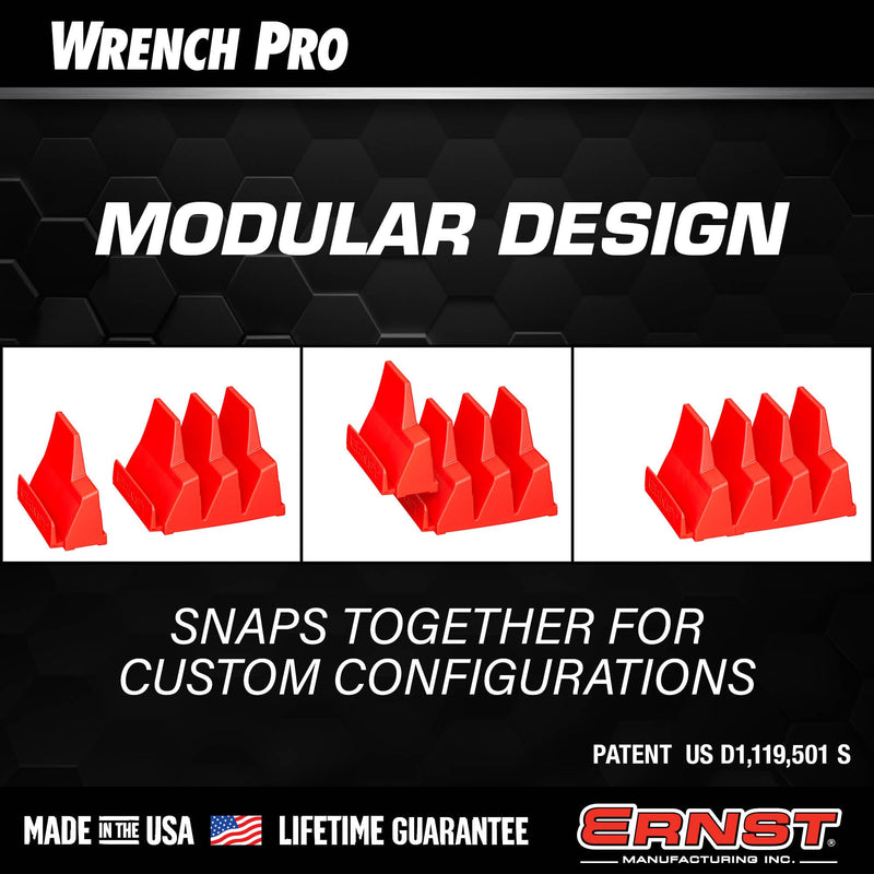 Ernst Manufacturing Wrench Pro - Modular Wrench Organizer for 40 Wrenches with Anti-Slip Cleats (Patented) - Made in the USA Black