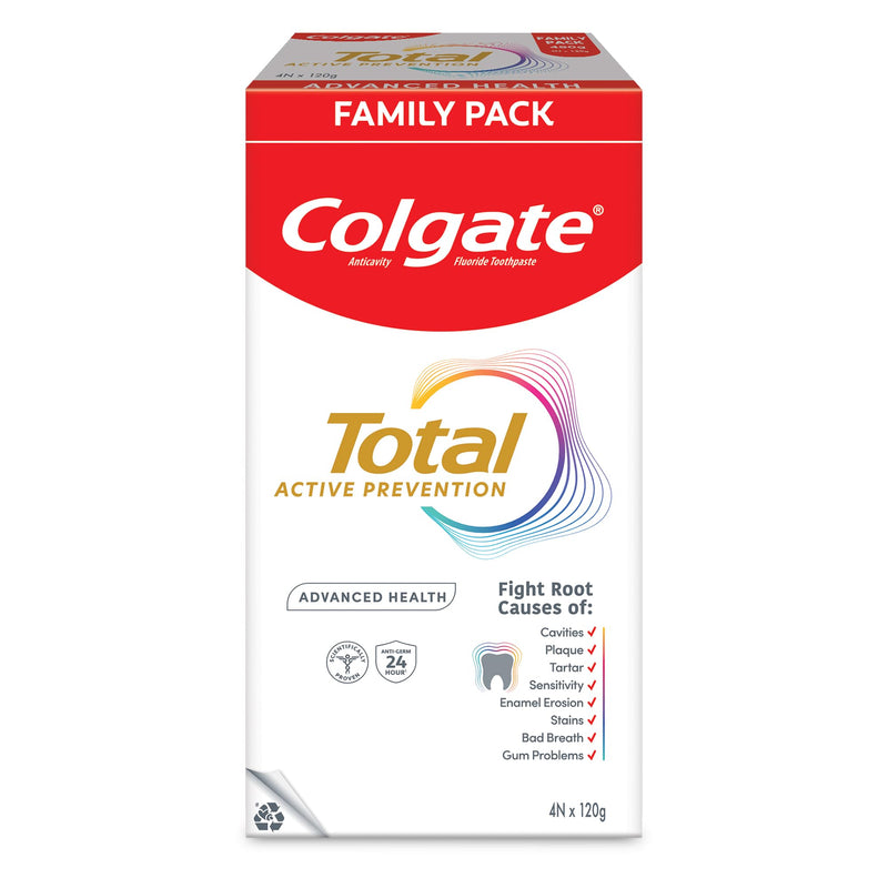 Colgate Total Advanced Health Toothpaste, Toothpaste with 12-Hour Protection, Whole Mouth Health Pack of 4 (120g/4.2oz x 4 = 480g/17oz)