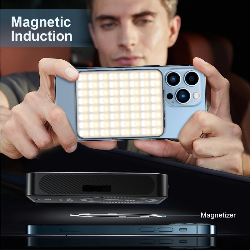 Selfie Light with Clip, 128 LED Magnetic Video, 2000 Mah Rechargeable Clip Video, Adjusted 3 Light Modes, Portable Camera with Cold Shoe Mount for Laptop, Makeup, Selfie, Vlog