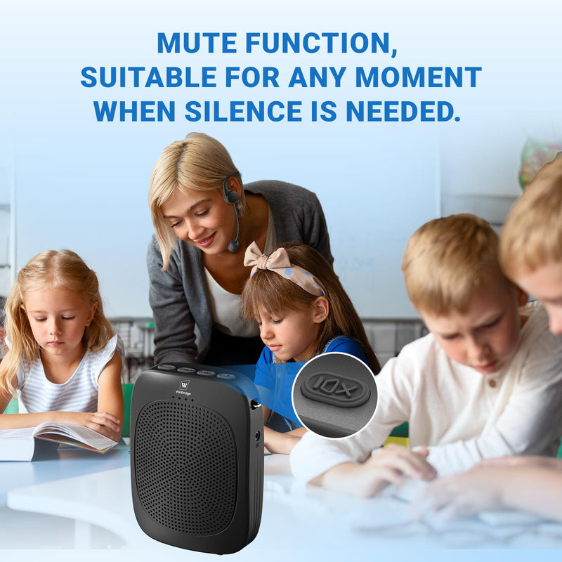Bluetooth Voice Amplifier with Wireless Earhook Microphone,Wireless Microphone with Speaker Combo,Mini Megaphone with Wireless Amplifier Headset,Portable PA System,Classroom Microphone for Teachers