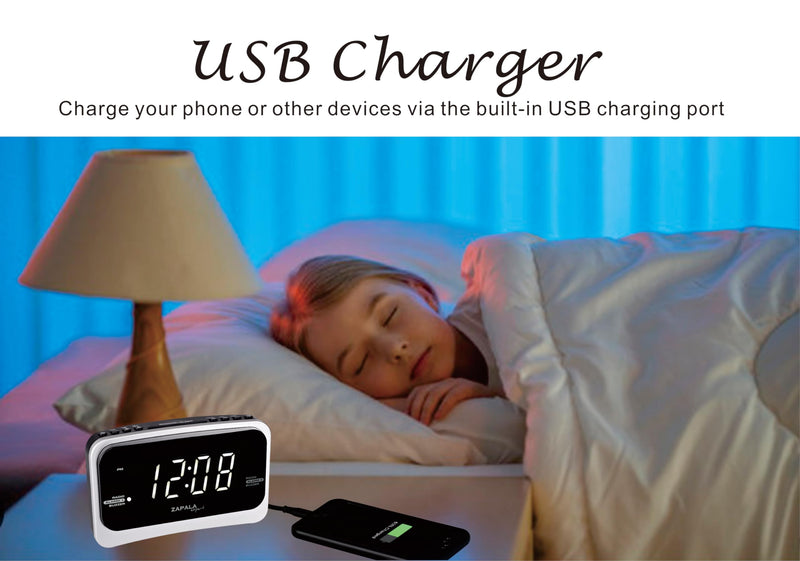 Alarm Clock Radio for Bedroom, 2 Alarms Big LED Display Plug in Simple Basic Digital FM Clock Radio with USB Charging Port, Adjustable Volume, Dimmable, Snooze for Deep Sleepers Kids