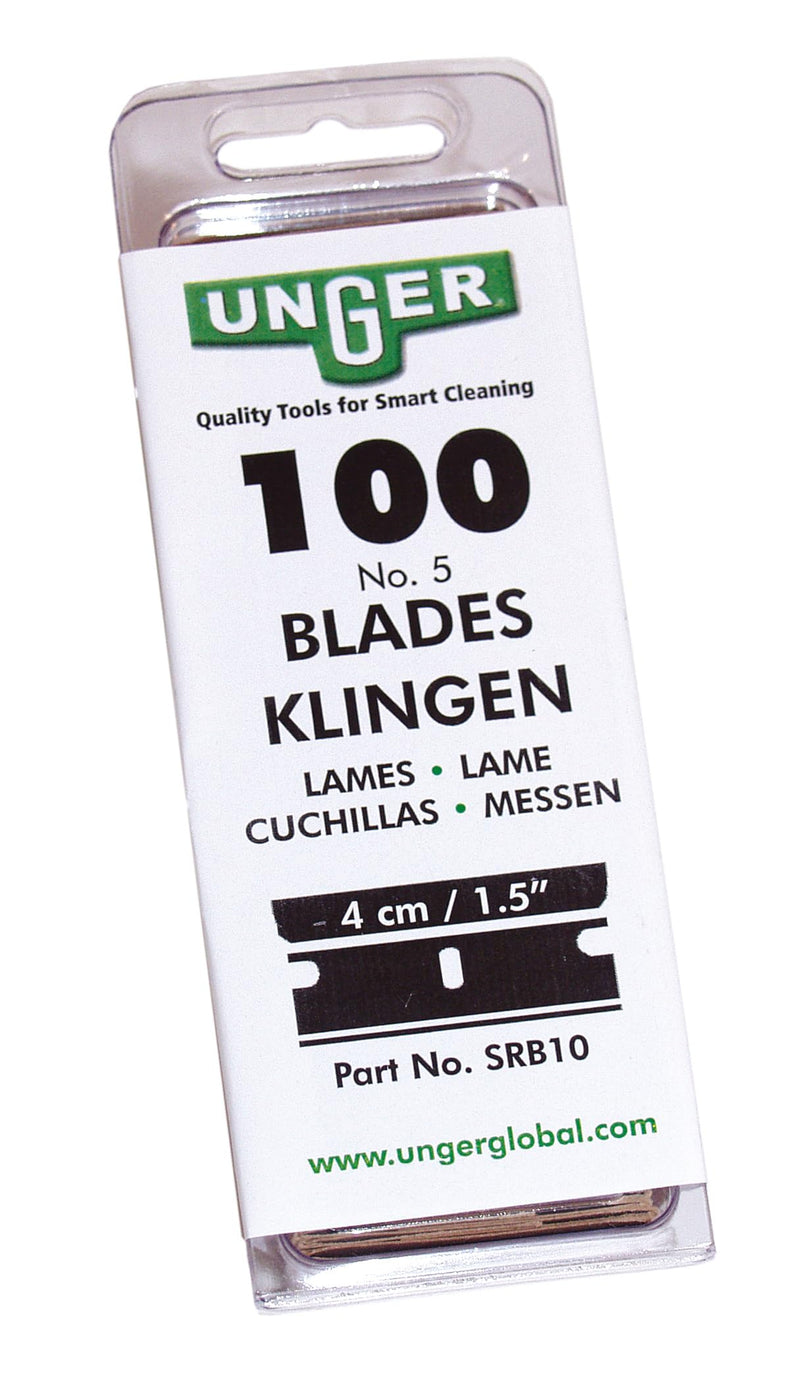 Unger Commercial Safety Scraper Replacement Blades #9 (SRB10) – Box of 100 4-Inch High-Performance Blades for Professional Safety Scrapers – Ideal for Removing Paint, Adhesives