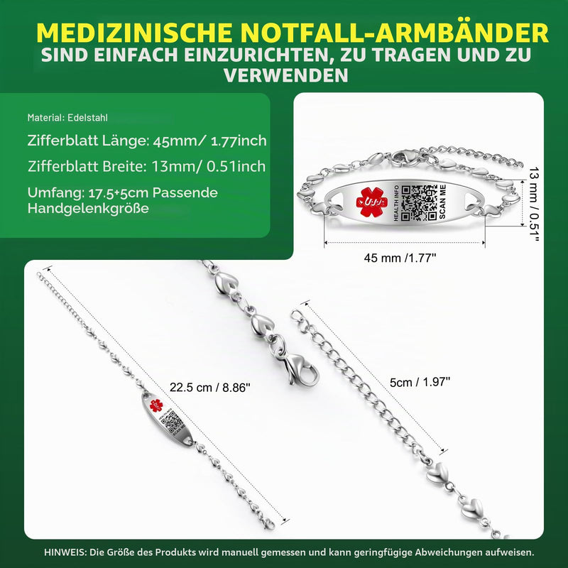 Medical Alert Necklace for Men and Women, 19 Inch Medical ID Necklace, Engraved QR Code, Custom Online Emergency Info, More Space