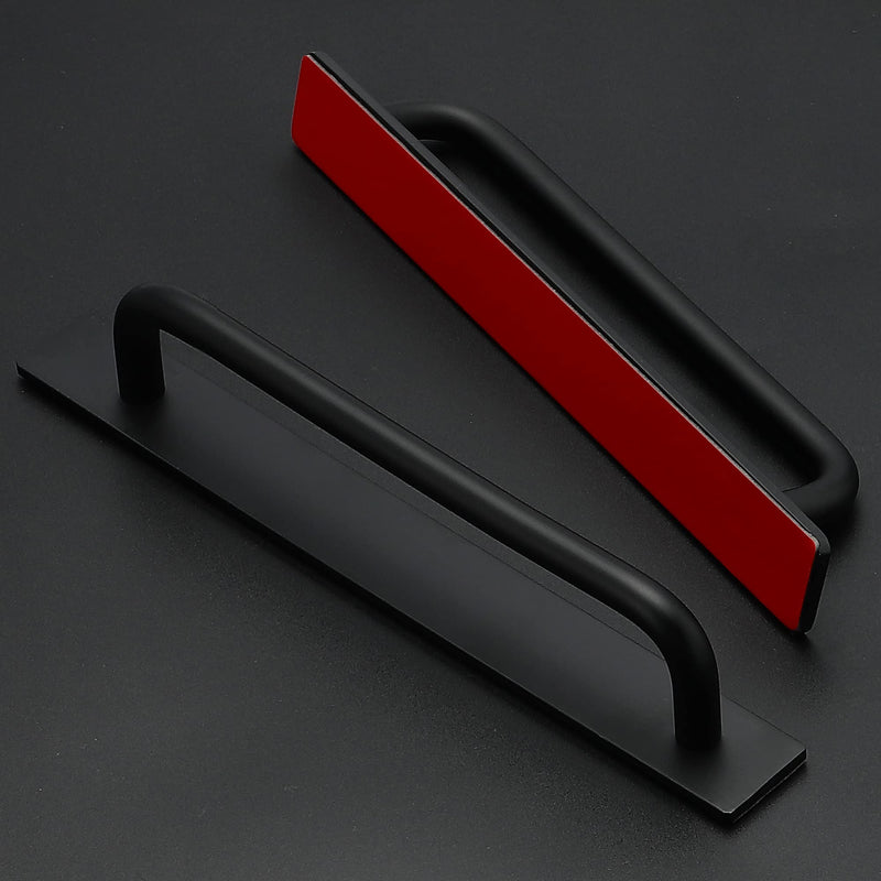 Ravinte Adhesive Cabinet Handles Self Stick Drawer Pulls Stick on Handle Black Cabinet Pulls No Drilling Push Pull Helper for Kitchen Cabinet Window Sliding Closet Door Handle - 8.35", 4 Pack 8.35 in Length