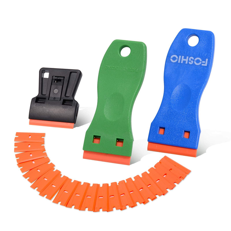 FOSHIO Plastic Razor Blades 600PCS Double Edged 1.5 Inch Suit for Razor Blade Scraper, Plastic Scraper with Plastic Blades for Remove Decals Stickers Adhesive Label and Glass Clean 600 Count (Pack of 1) Orange