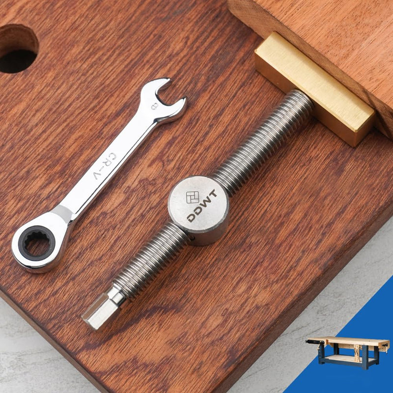 DDWT 2 Pack Bench Dog Clamp Dog Hole Clamp with 4 Pack Bench Dogs Woodworking 3/4 Inch Adjustable Workbench Stop Stainless Steel Brass (19mm)