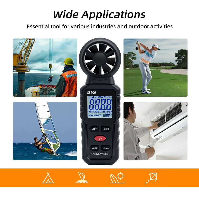 Mcbazel 3 in 1 Handheld Digital Anemometer Wind Gauge Wind Gauge for Measuring Wind Speed Temperature Windchill for HAVC Drone Sailing Fishing
