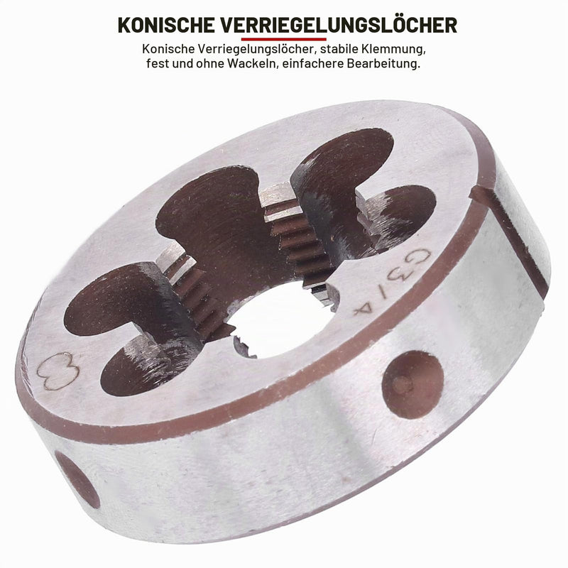 3/4 Pipe Cutter, Round Thread Cutter, Alloy Steel, 55 mm Diameter, 6 Holes for Removing Spnen for Hand Taps, High Precision Thread Cutting Dies
