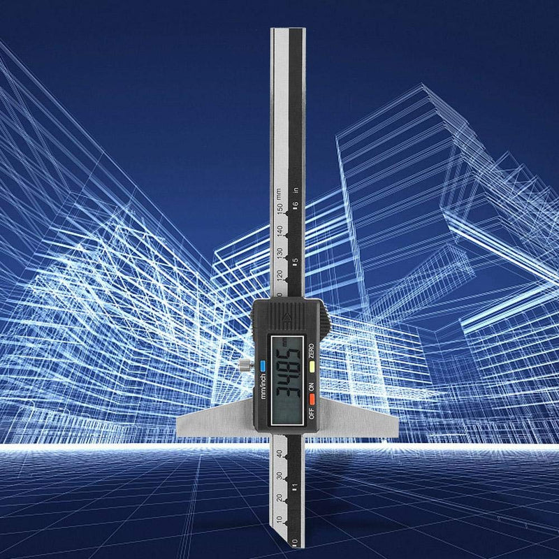 6 Inch Digital Depth Gauge Stainless Steel Digital Height Gauge Electronic Depth Measuring Caliper Ruler with 0-150 mm Measuring Range 0.01 mm Precision for DIY Measurements