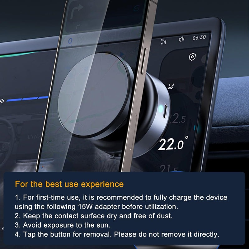 Upgraded 360° Adjustable Electric Vacuum Magnetic Suction Cup Phone Mount, Hands-Free Magnetic Cell Phone Holder for Car/Gym/Mirror/Smooth Surface, Compatible with Magsafe iPhone, Silver