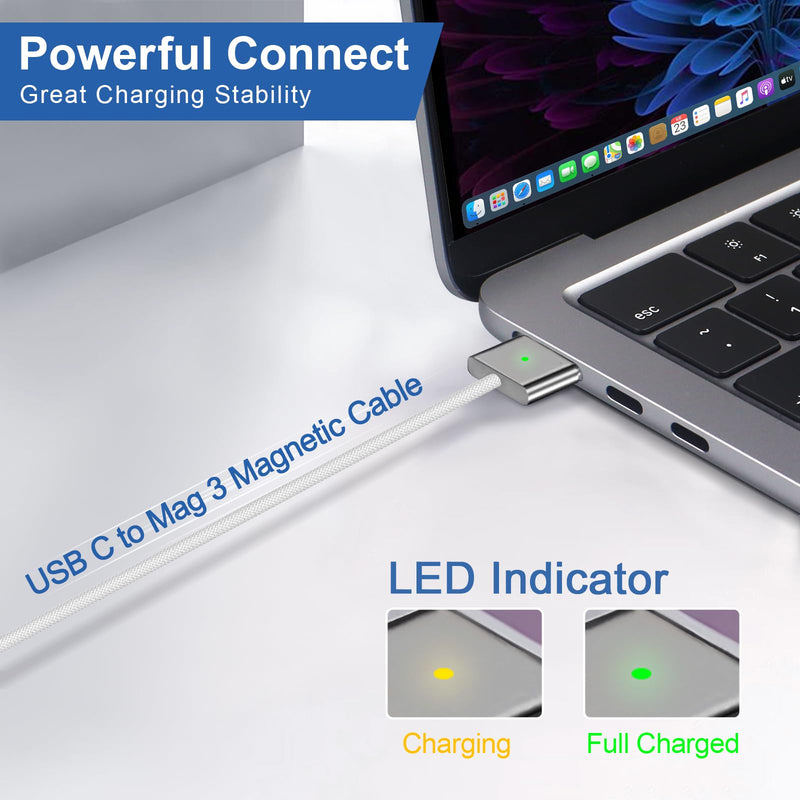 140W USB-c Power Adapter Mac Book Charger for Mac Book Pro 14 16 inch 2021 2023 M1 M2, Mac Book Air 13 15 inch M2 M3 2022 2023 2024, 6.6 FT Braided Magnetic USB-c to Mag 3 Cable LED Indicator 140W-2