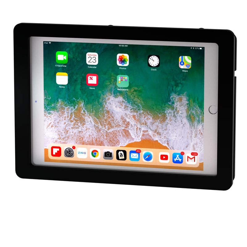 TABcare Anti-Theft Acrylic VESA Enclosure for Apple iPad 7/8/9 10.2" with Free Wall Mount Kit & 90-Degree Angle Charge Cable (iPad 7/8/9 10.2", Black) iPad 7/8/9 10.2"