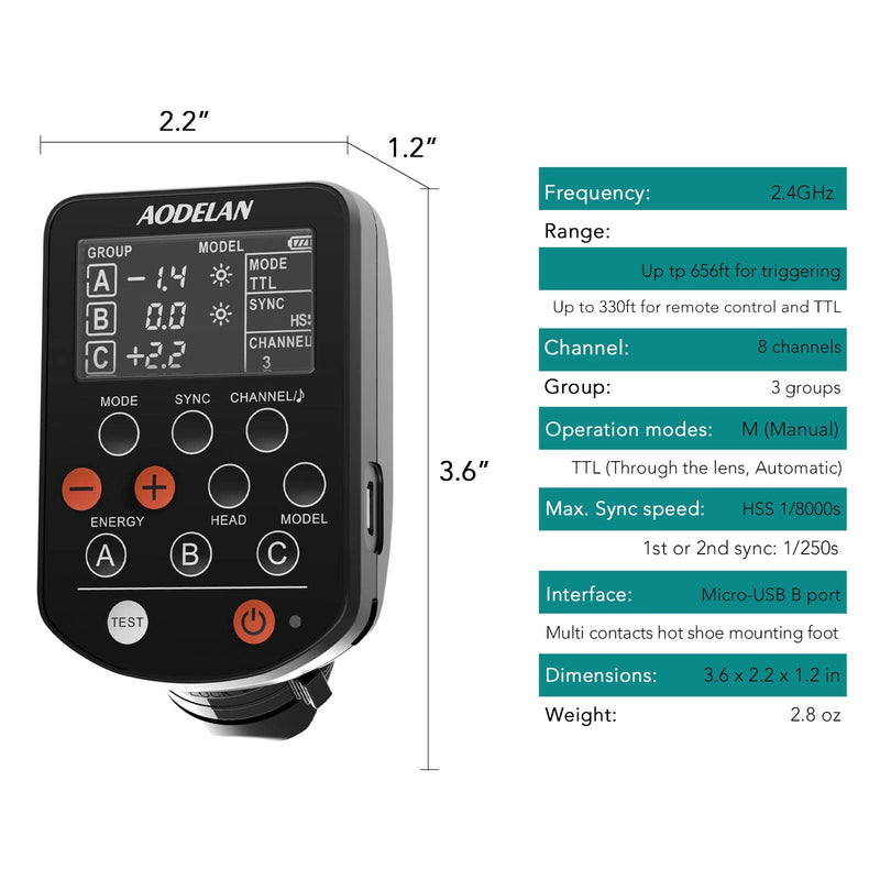 AODELAN TTL Flash Trigger for Nikon Cameras, 1/8000s HSS, Replaces Profoto Air Remote TTL, Compatible for Profoto A1, D2, Pro-10, B10