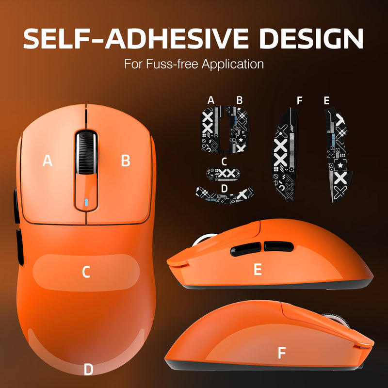 ATTACK SHARK X3 Wireless Gaming Mouse, 49g Triple Mode Ergonomic Computer Mouse, PAW3395 26K DPI Sensor, 200h Battery Life, Griptape, Programmable Buttons for PC/Laptop/Mac (Orange) Orange & Griptape