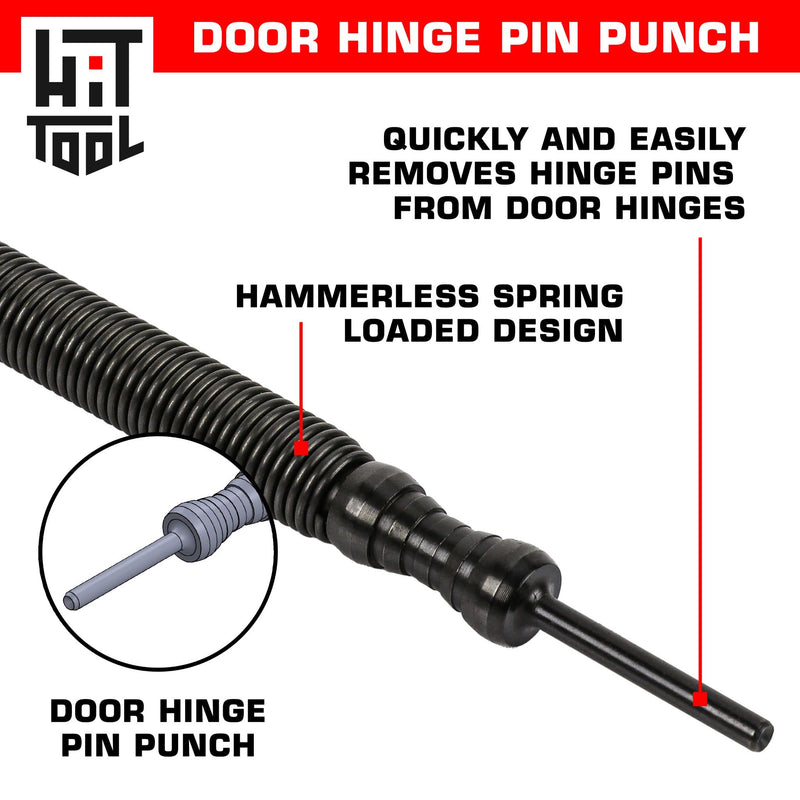 HIT Tool Pro Combo Kit 1/32" & 2/32" Nail Set & Door Pin Remover with Nylon Hammer (2 Tools) Nylon Faced Hammer