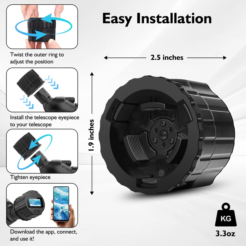 64GB WiFi Telescope Camera Eyepiece: 1.5" Screen & 1080P FHD Recording, Planetary Camera for 28mm-50mm Scopes, Perfect for Astrophotography, Bird Watching 64GB