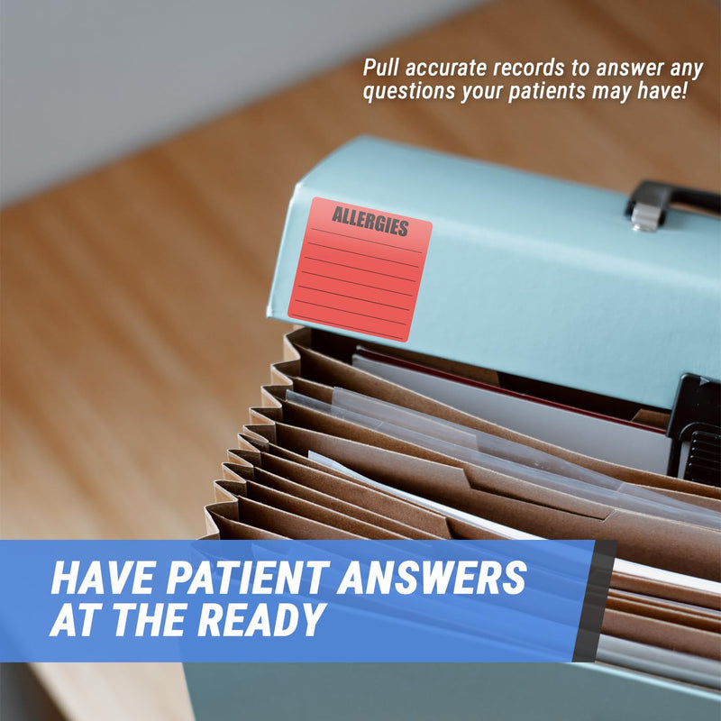 [Australia - AusPower] - 300 Allergies Stickers, 2 x 2 Inch Writable Allergy Alert Warning Labels - Pharmacy Medical Sticker Doctor Label, Adhesive - 1 Roll of 300 Large Red 