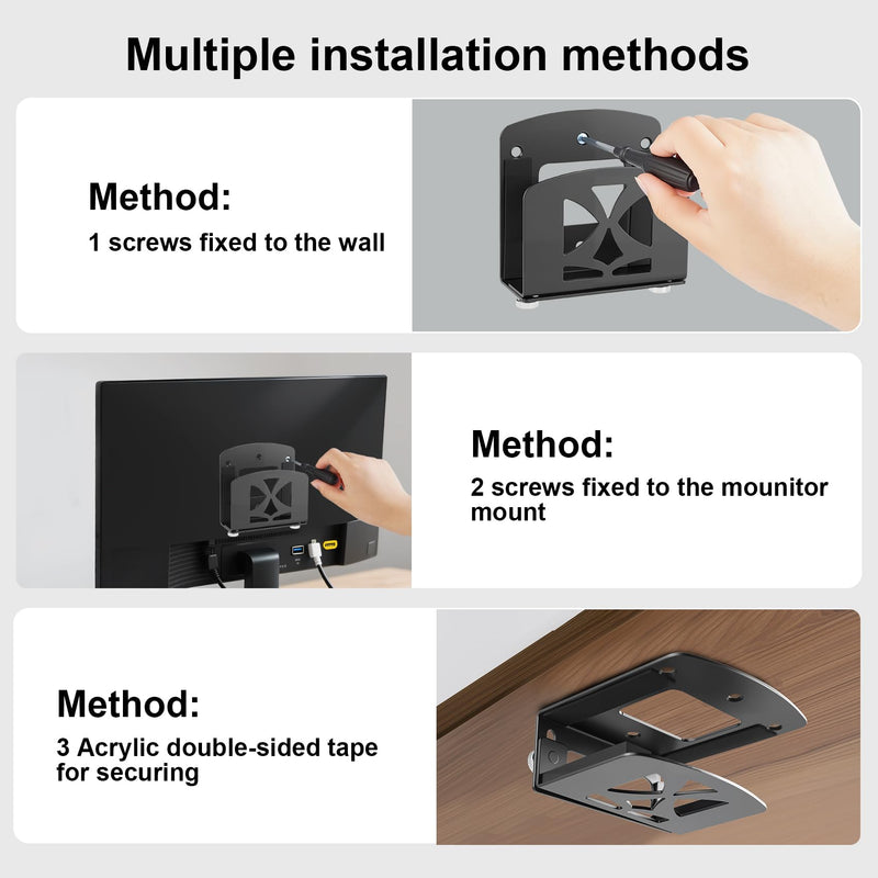 Cable Box Mount,Adjustable Small Device Wall Mount Holder or VESA Mount Behind The Monitor for Apple TV,ROKU,Router,Modem and Other Media Players