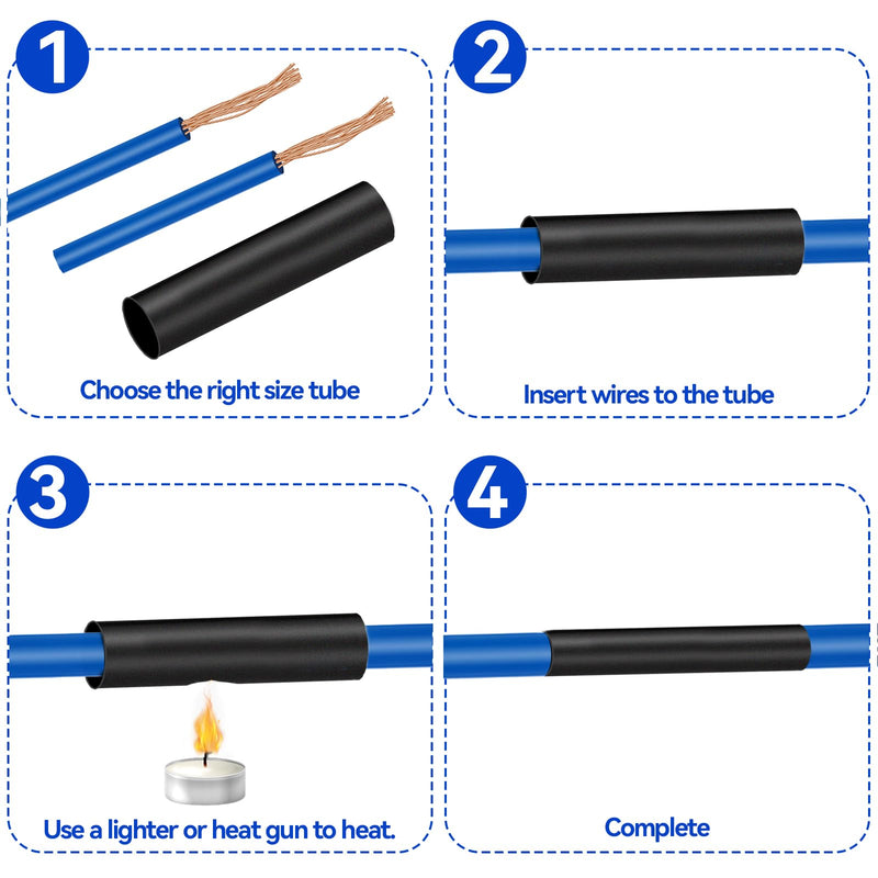 Heat Shrink Tubing, Heat Shrink Tubing with Adhesive, 4:1 Heat Shrink Tubing Waterproof, Heat Shrink Tube Black for Cable Insulation, Marking, Cable Bundling, Repairs (32mm x 1.5m) 32MM*1.5M