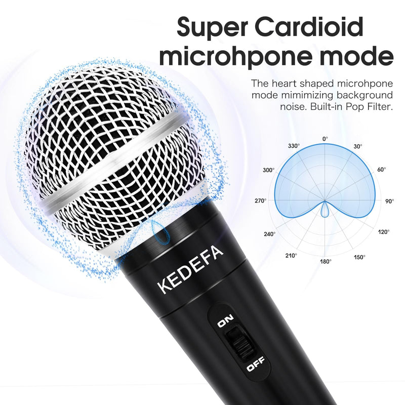 KM88 Handheld Wired Karaoke Microphone, Super Cardioid Dynamic Vocal Mic with 13.12ft Detachable XLR Audio Cable and ON/Off Switch, for Karaoke Singing Machine, Speaker