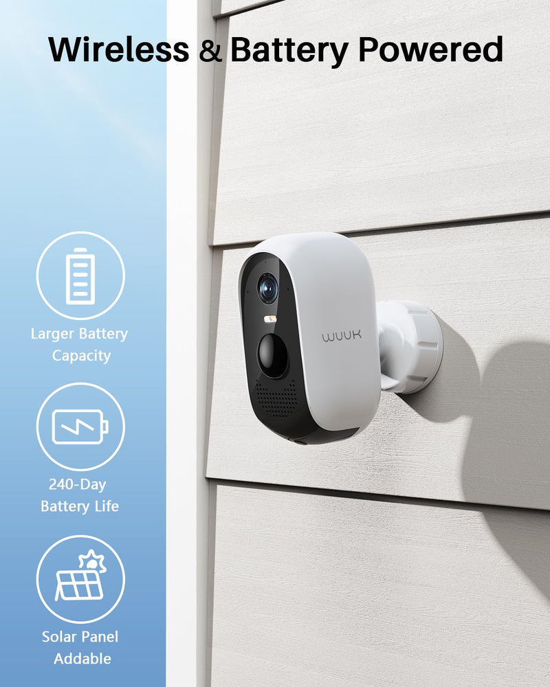 WUUK Add-on Outdoor Camera, Requires Base Station, Home Security Cameras Wireless Outdoor, 2K HD, No Monthly Fee, Compatible with Alexa & Google, Color Night Vision Add-on Cam