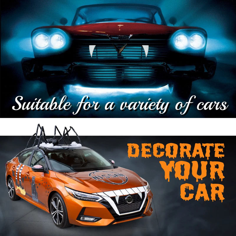Halloween Decoration Car Teeth for Cars, Truck, or SUV,Vampire Fangs Teeth for car- Mounts to Front Grille on Vehicles,DIY Your Car,A Pair White Large Teeth