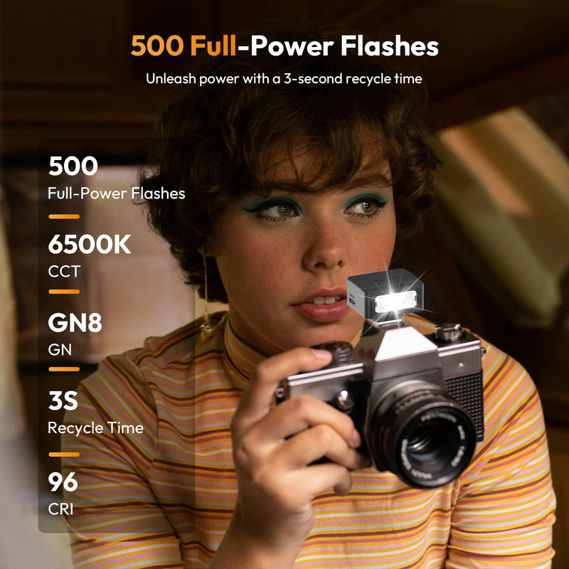 ULANZI SL01 Mini Camera Flash, GN8 6500K Mini Flash Speedlite, 4 Power Levels, Compatible with Sony ZV-1/ZV-E10/Canon/Nikon/Fuji/Panasonic/Leica/Olympus, 【Not Fits Sony ZV-1F】 SL01-Mini Flash Speedlite