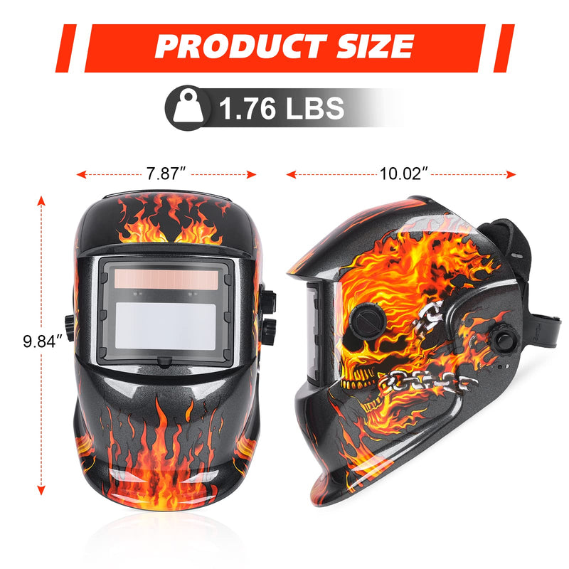 Welding True Color Helmet Auto Darkening Hood with Adjustable Shade Range 4/9-13 for TIG MIG ARC Welder Mask Red