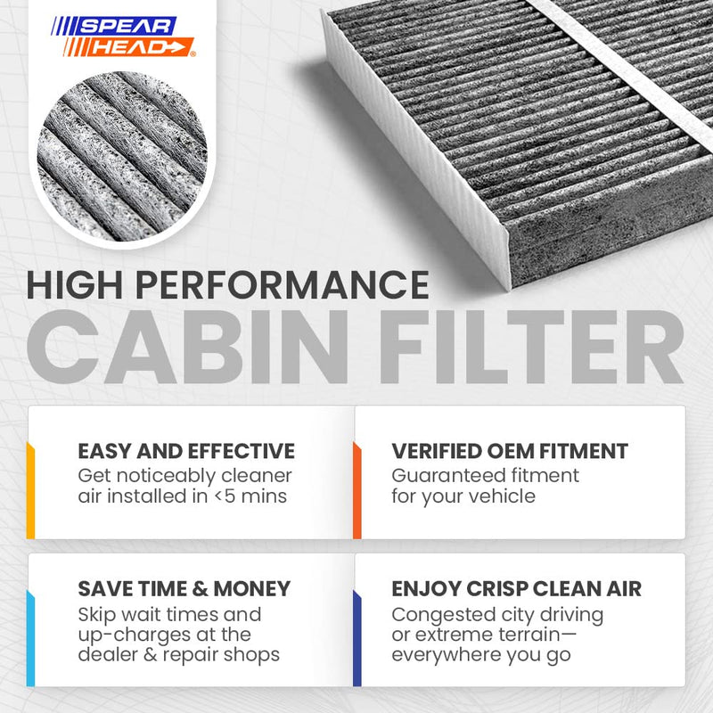 Spearhead Odor Defense Breathe Easy AC & Heater Cabin Filter, Fits Like OEM, Up to 25% Longer Lasting w/Activated Carbon (BE-966) BE-966 1-Pack
