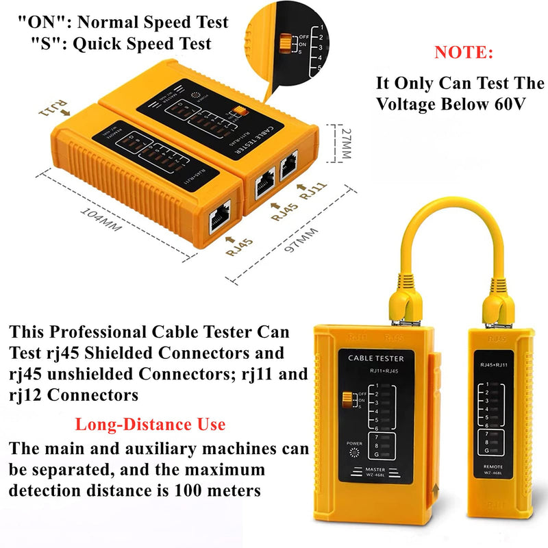 Gaobige rj45 Crimp Tool Kit, Pass Through Cat7 Cat6A Cat6 Cat5e Cat5 rj45 Crimping Tool with 10PCS Cat7 Shielded Connectors 10PCS Covers 20PCS Cat6 Pass Through Connectors 20PCS Covers Network Tester HT-7018