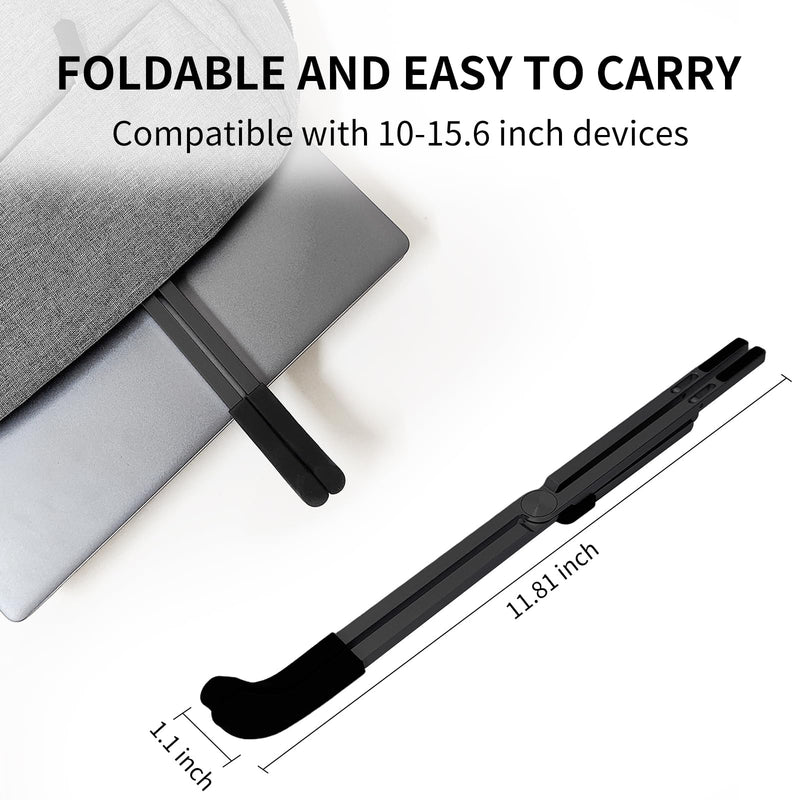 Protable Laptop Stand for Desk,Foldable Laptop Riser Holder,Ventilated Cooling Notebook Mount Computer Stand for 10-15.6” Laptops,Tablets，Aluminum (Black) Black