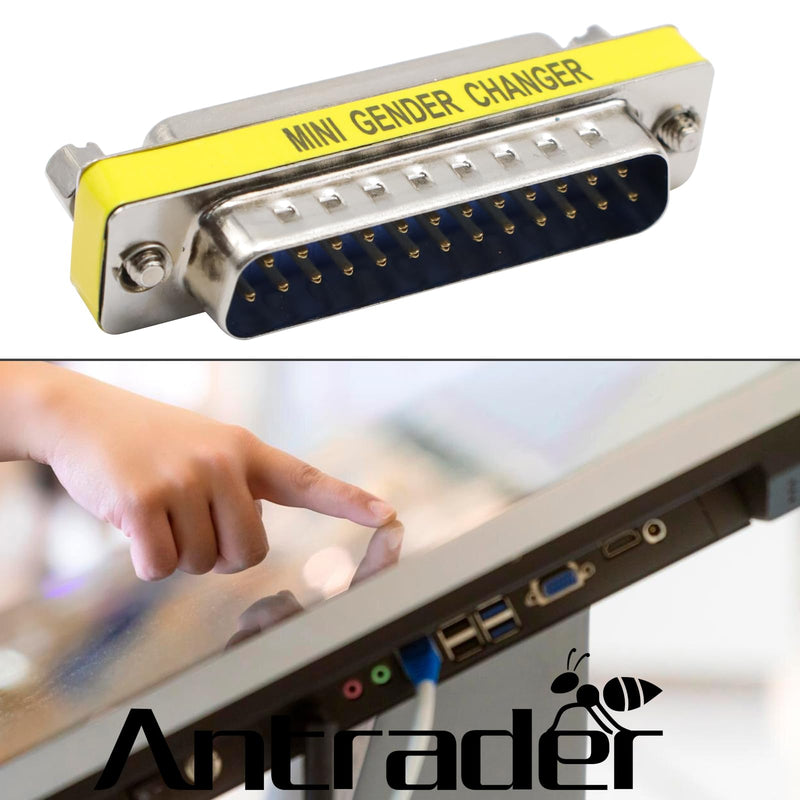 Antrader 25 Pin VGA SVGA KVM Male to Female M/F Mini Gender Changer Coupler Adapter DB25 Cable Converter Parallel DSUB Connector for PC Pack of 4 DB25 ( Male to Female)