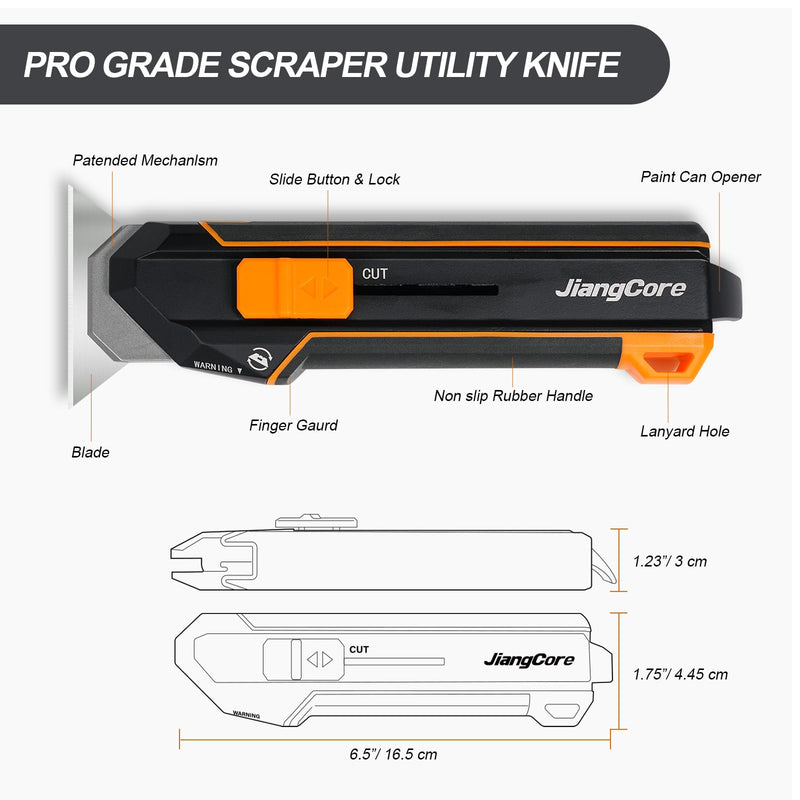 Utility Scraper Knife 3-in-1 - Pro Multi-Tool Design - Construction Camping Kitchen Use - Floor Glass Stovetop Cleaning w/10 Blades 1